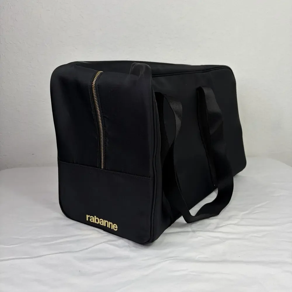 Rabanne Black Duffle Weekender Bag, NWOT, masculine, classic, lightweight.